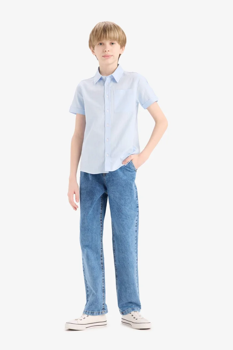 ديفاكتو Boy Regular Fit Linen Look Polo Shirt