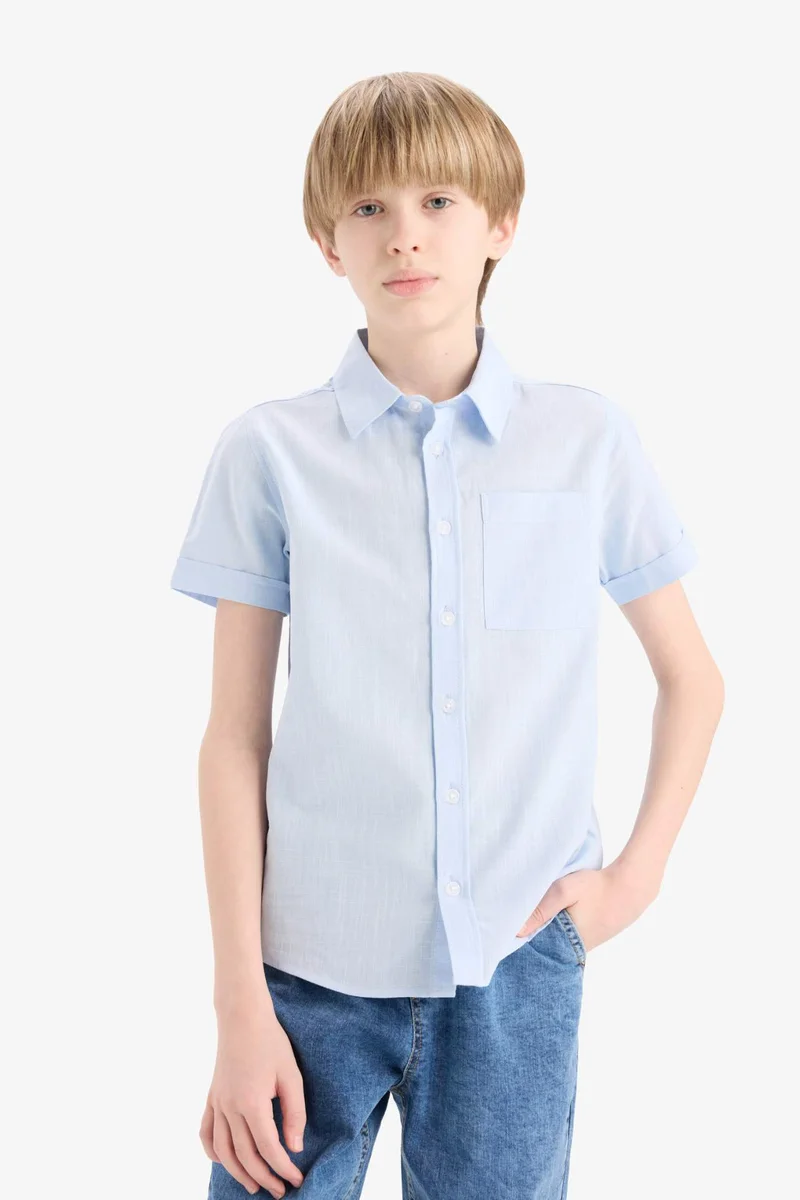 ديفاكتو Boy Regular Fit Linen Look Polo Shirt