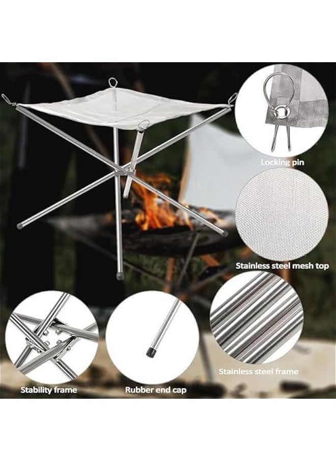 Generic - 22″Portable Outdoor Fire Pit for Camping，Large Upgrade Foldable Stainless Steel Mesh Mesh Fire Pit for BBQ Heating, Bonfire, Barbecue, Patio,Backyard, Garden（Carrying Bag Included） - Image 1