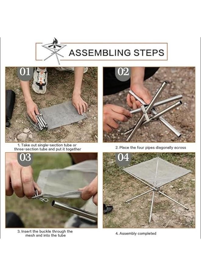 Generic - 22″Portable Outdoor Fire Pit for Camping，Large Upgrade Foldable Stainless Steel Mesh Mesh Fire Pit for BBQ Heating, Bonfire, Barbecue, Patio,Backyard, Garden（Carrying Bag Included） - Image 1