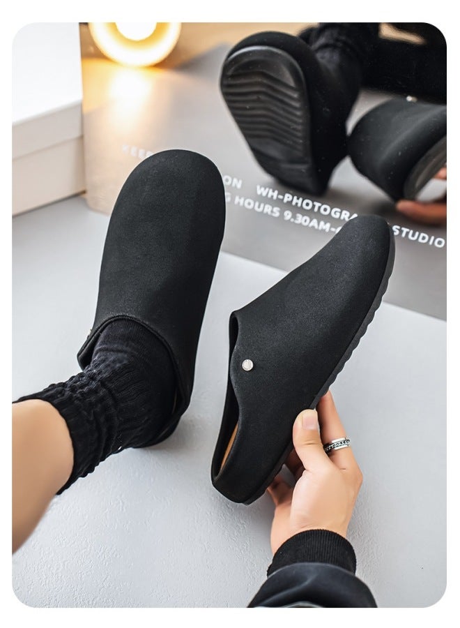 Men's Suede Birken Style Closed Toe Mule Slippers, Slip On Lazy Office Indoor Outdoor Clogs, Non-Slip Odor Resistant Comfort Casual Slides - Image 2
