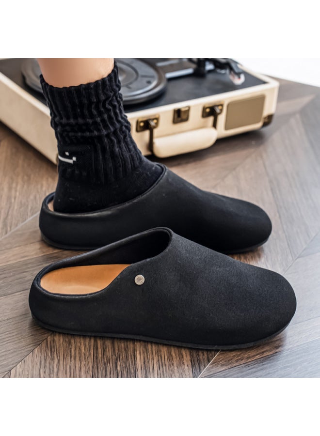 Men's Suede Birken Style Closed Toe Mule Slippers, Slip On Lazy Office Indoor Outdoor Clogs, Non-Slip Odor Resistant Comfort Casual Slides - Image 1