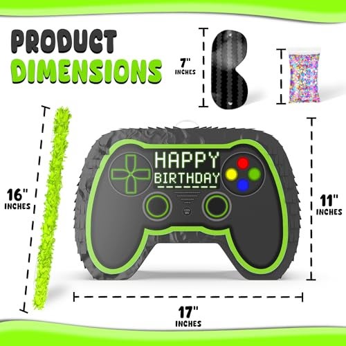 Jergrim Video Gaming Pinata Controller Set Great for Gamer Birthday Decorations Pinatas Birthday for Boys Level Up Party Supplies fits Pinata Stuffers - Image 5