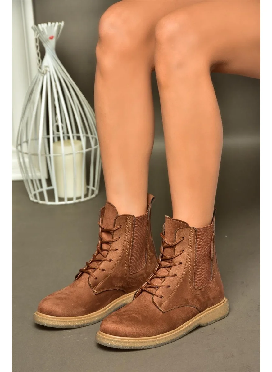Fox Shoes R374961902 Brown Suede Classic Women's Boots with Elastic Sides