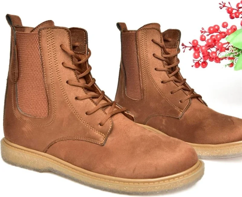 فوكس شوز R374961902 Brown Suede Classic Women's Boots with Elastic Sides