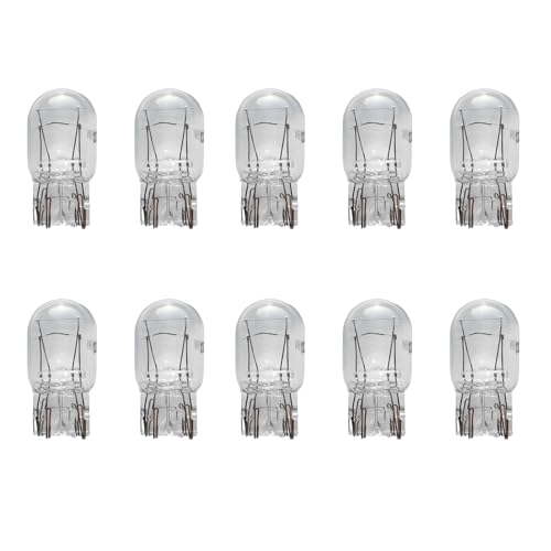 Lyxheth 10PCS 7443 Bulb Car Brake Lights 18917443 12V 215W Quartz Glass Shockproof AntiUV Dualfilament Mini Halogen Bulbs Universal T20 Automotive Brake Bulb Car Accessory for Cars Trucks SUVs White - Image 1