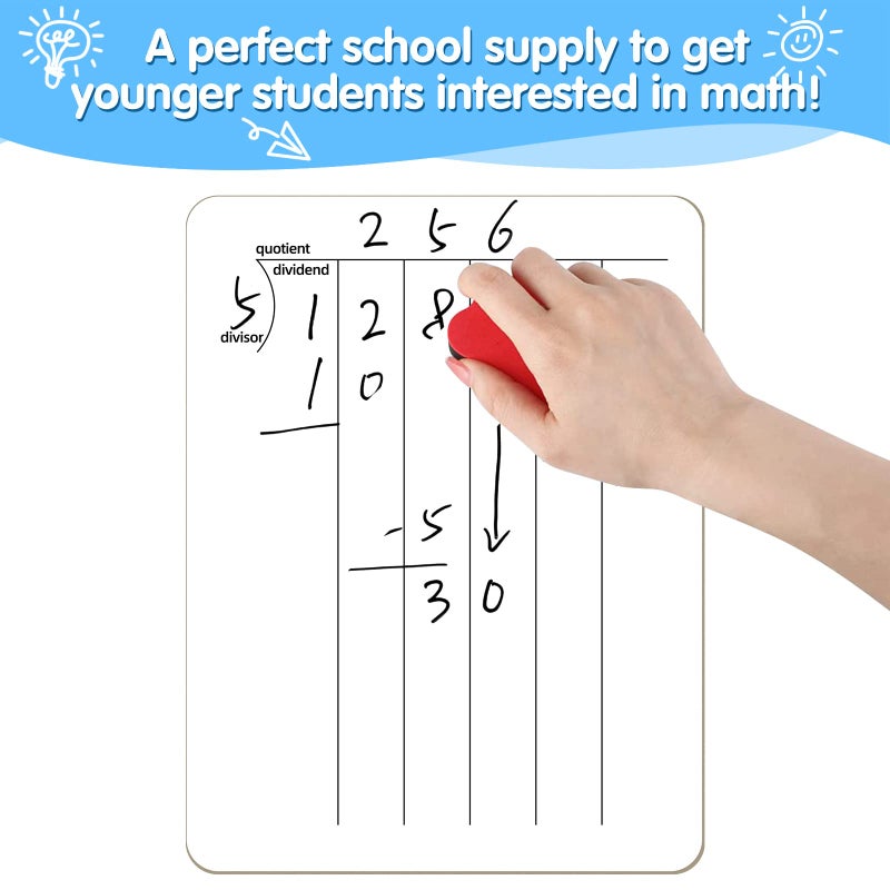 WEIZHEN Math Manipulatives White Board for Students - Small White Board Dry Erase - Ideal for Classroom and Home Use - Long Division Double-Sided Dry Erase Board - 9x12 Inches - Image 3