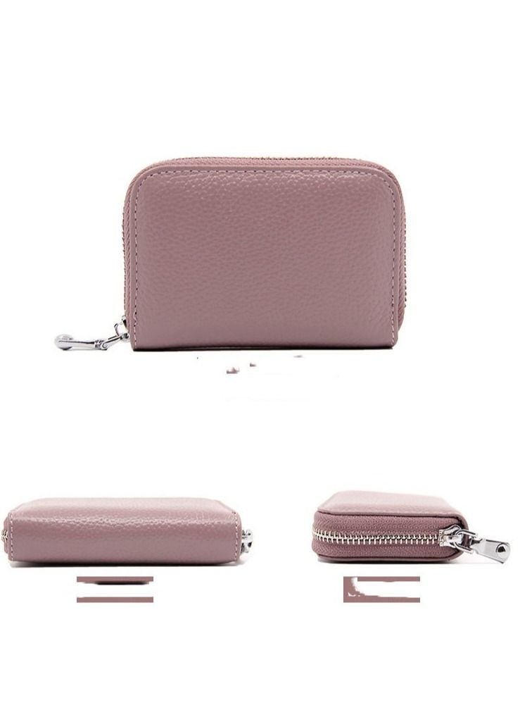Cowhide Large Capacity Wallet Pink