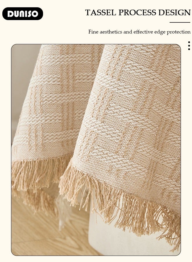 DUNISO Cotton Sofa Slipcover,3 Seater Sofa Cover with Fashion Nordic Style Knitted Tassel Decor,Ultra Soft Cozy Washable Large Size Couch Cover,Simple Versatile Sofa Blanket for Pets Kids,Suitable for Sofa Bed Table,Usable in All Seasons  - Image 5