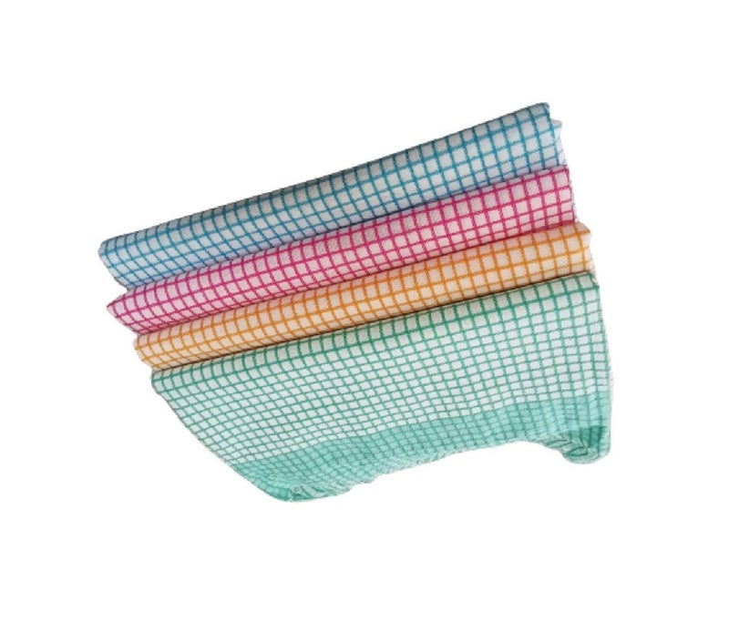Cotton Colors Color Checked Cotton Bath Towel, Full Size (30x60inch) 200gsm, Pack of 4_HA105  - Image 1