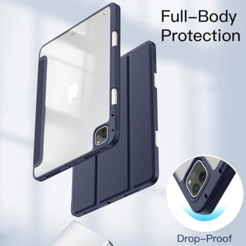 Case Cover for iPad Pro 11 4/3/2/1: Clear Back, Pencil Holder, Slim Shockproof, Tri-Fold Stand, Auto Wake/Sleep for 2022/2021/2020/2018 Models - Image 4