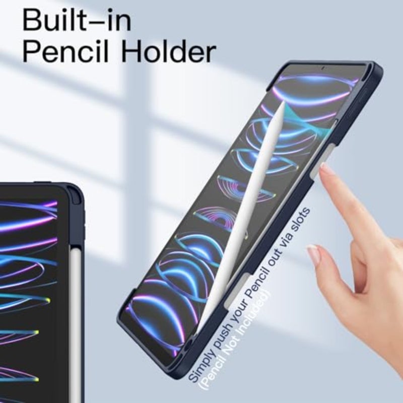 Case Cover for iPad Pro 11 4/3/2/1: Clear Back, Pencil Holder, Slim Shockproof, Tri-Fold Stand, Auto Wake/Sleep for 2022/2021/2020/2018 Models - Image 5