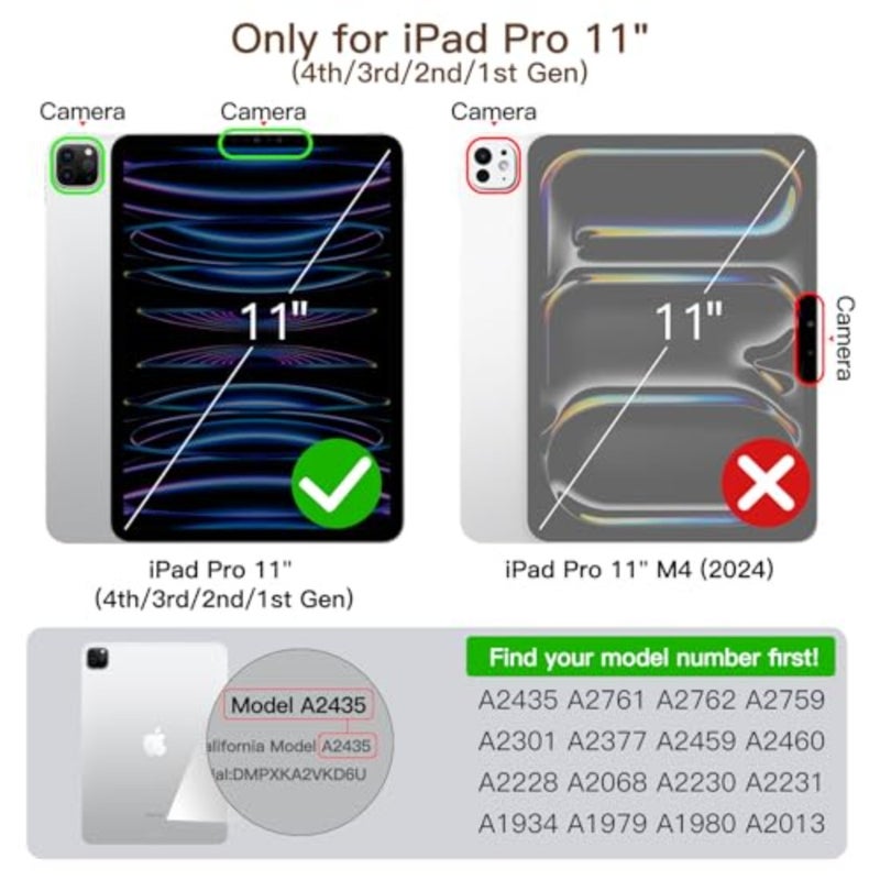 Case Cover for iPad Pro 11 4/3/2/1: Clear Back, Pencil Holder, Slim Shockproof, Tri-Fold Stand, Auto Wake/Sleep for 2022/2021/2020/2018 Models - Image 2
