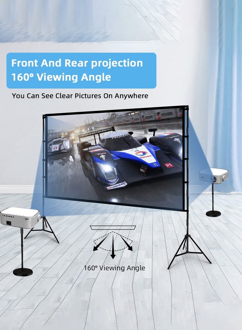 Arabest Projector Screen with Stand, 84 inch Outdoor Projector Screen Portable Indoor Projection Screen 16:9 4K Rear Front Movie Screen with Carry Bag for Home Backyard Theater - Image 3