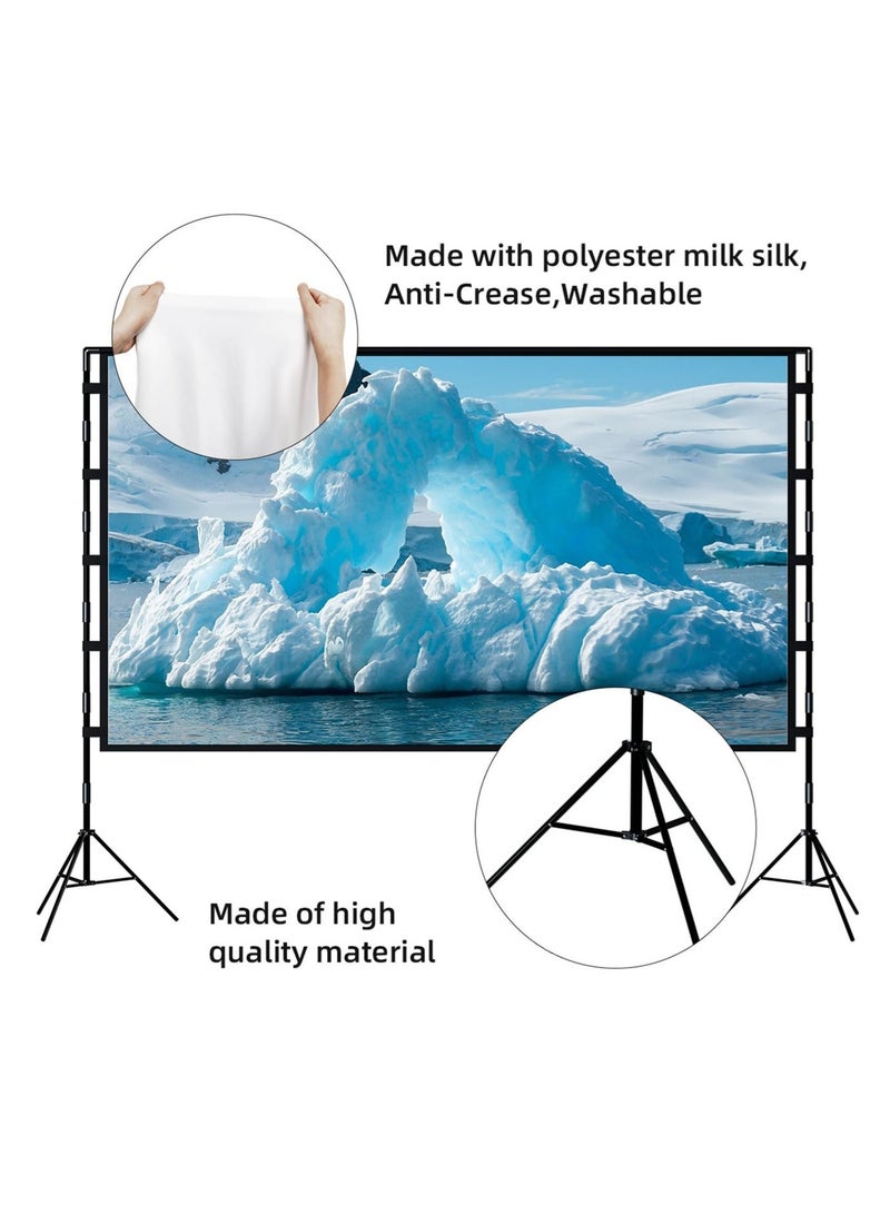 Arabest Projector Screen with Stand, 84 inch Outdoor Projector Screen Portable Indoor Projection Screen 16:9 4K Rear Front Movie Screen with Carry Bag for Home Backyard Theater - Image 4