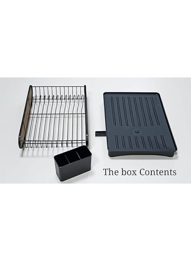 Spaceshoop Black dish drainer rack with bamboo stylish design for kitchen metal dishes - Image 4