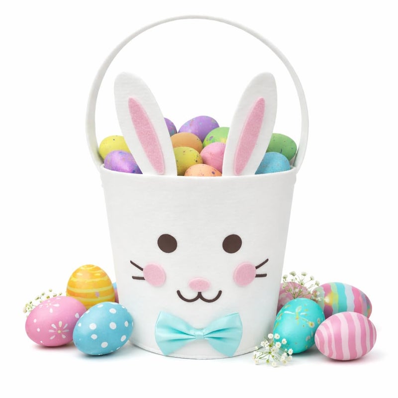 Zyvora Easter Basket for Kids Large Cute Animal Gift Basket with Premium Packaging for Egg Hunt Candy Toy Gifts Nursery Toy Storage Photo Prop Spring DecorationsWhite Bunny - Image 2