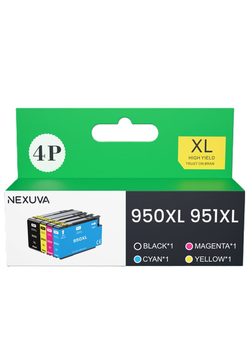 NEXUVA 950XL / 951XL Compatible Ink Cartridge – Set of 4 by NEXUVA – Replacement for HP OfficeJet Pro 8100, 8600, 8610, 8620, 8630, 8640, 8615, 8625, 251DW, 276DW - Image 1