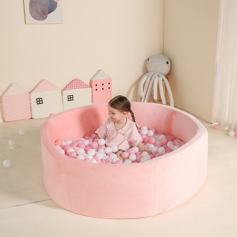 TRENDBOX Extra Large Foam Ball Pit for Toddlers, 47x14 inch Soft Baby Ball Pit with Washable Velvet Cover (Balls not Included)-Pink - Image 3