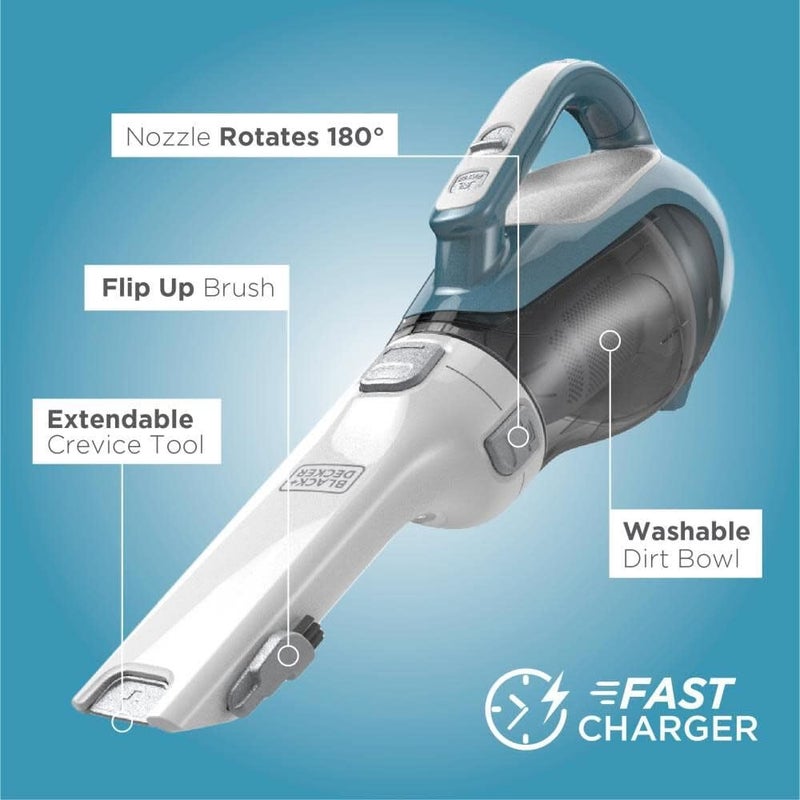 BLACK+DECKER dustbuster AdvancedClean Handheld Vacuum Cordless, Compact Home and Car Vacuum with Crevice Tool ,Rotating Nozzle and Charging Station, Large Dust Bowl (CHV1410L) - Image 4