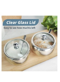 SYOSI Stainless Steel Sugar Bowl with Non-Slip Silicone Base Sugar Bowl with Clear Lid for Better Recognition and Sugar Spoon for Home and Kitchen Drum Shape 8.1 OZ (240 ML)  - Image 2