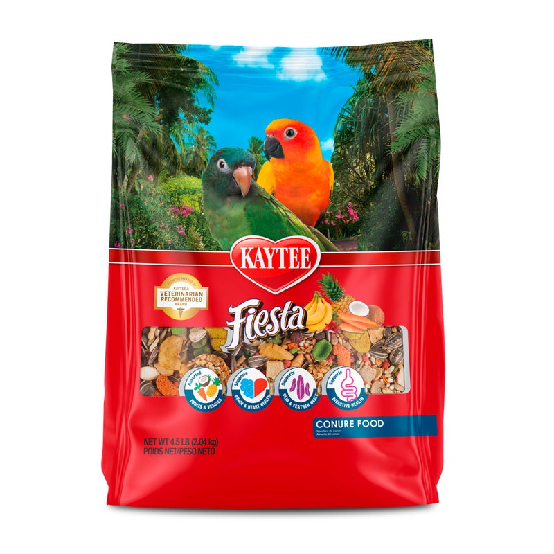 Kaytee Fiesta Conure Food, Nutritious and Fun Blend, Supports Skin, Feather, Digestion, Brain and Heart Health, 4.5 pounds - Image 1