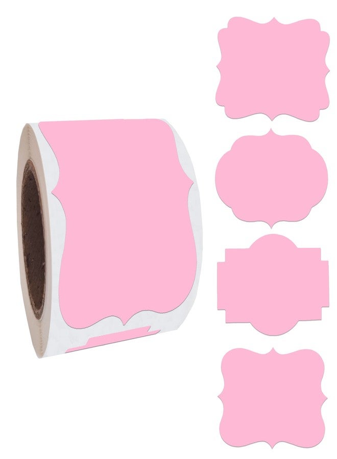 SALEMAR 2 x3 Pink Label Stickers, Self-Adhesive Gift Tag Stickers, Write on Blank Labels for Essential Oil Bottles, Gifts, Name Tags, Fancy Shapes 200PCS - Image 1