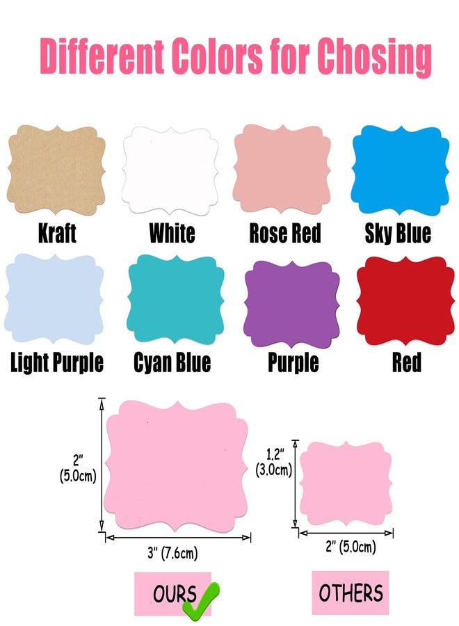 SALEMAR 2 x3 Pink Label Stickers, Self-Adhesive Gift Tag Stickers, Write on Blank Labels for Essential Oil Bottles, Gifts, Name Tags, Fancy Shapes 200PCS - Image 2