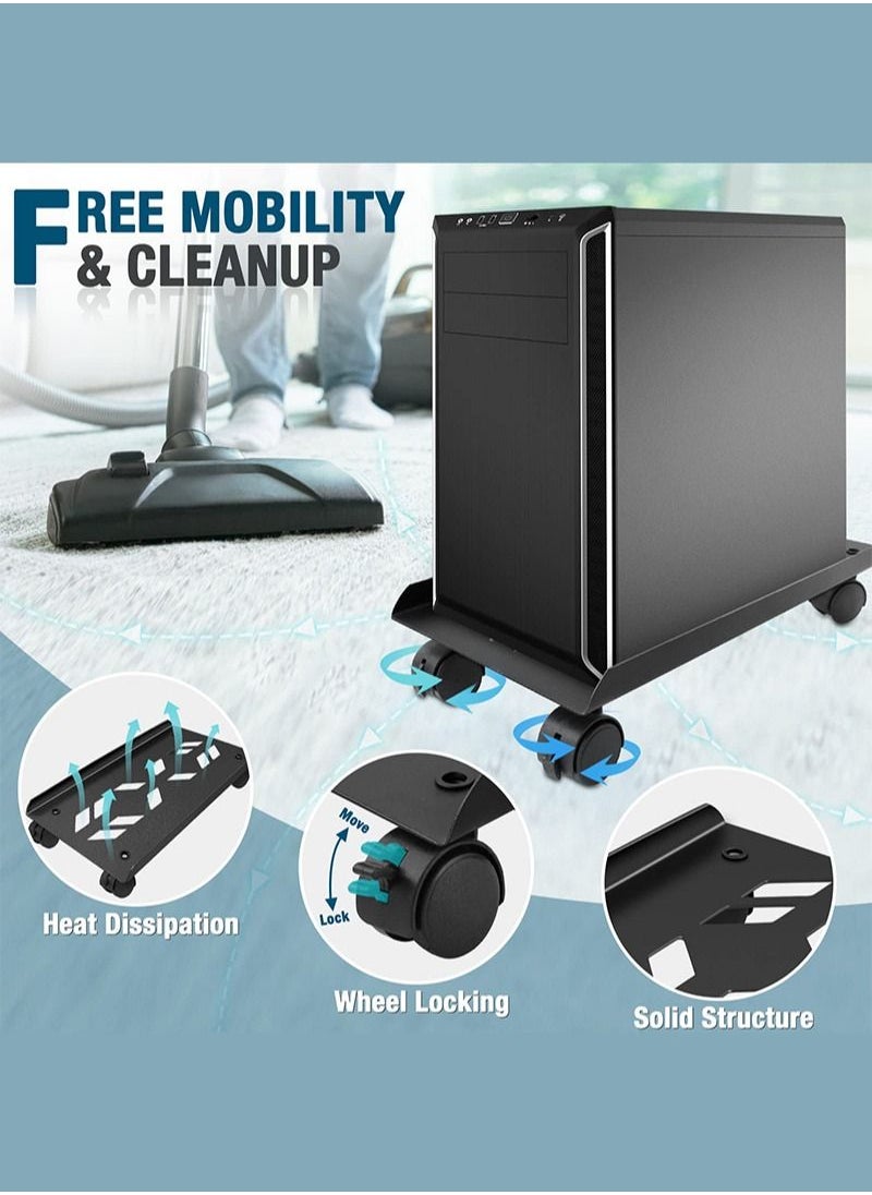 Flash Hawk - Computer Tower Stand CPU Holder with Rolling Caster Wheels for Office Home - Image 1