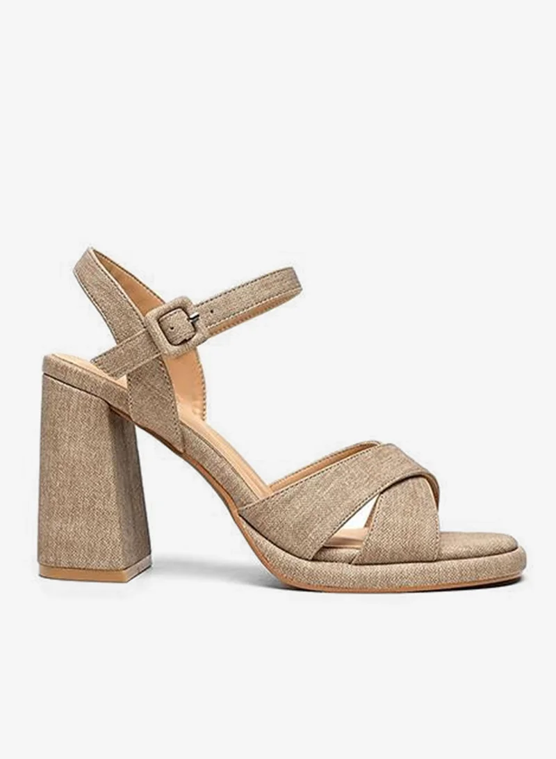 كابلي صندل مفتوح المقدمة بكعب كتلي وحزام متقاطع