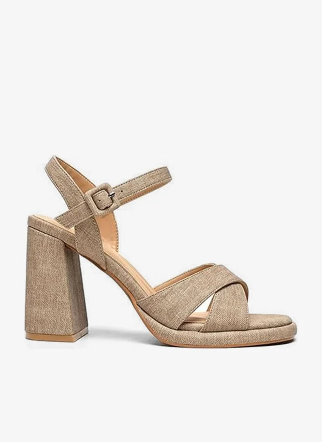 كابلي صندل مفتوح المقدمة بكعب كتلي وحزام متقاطع