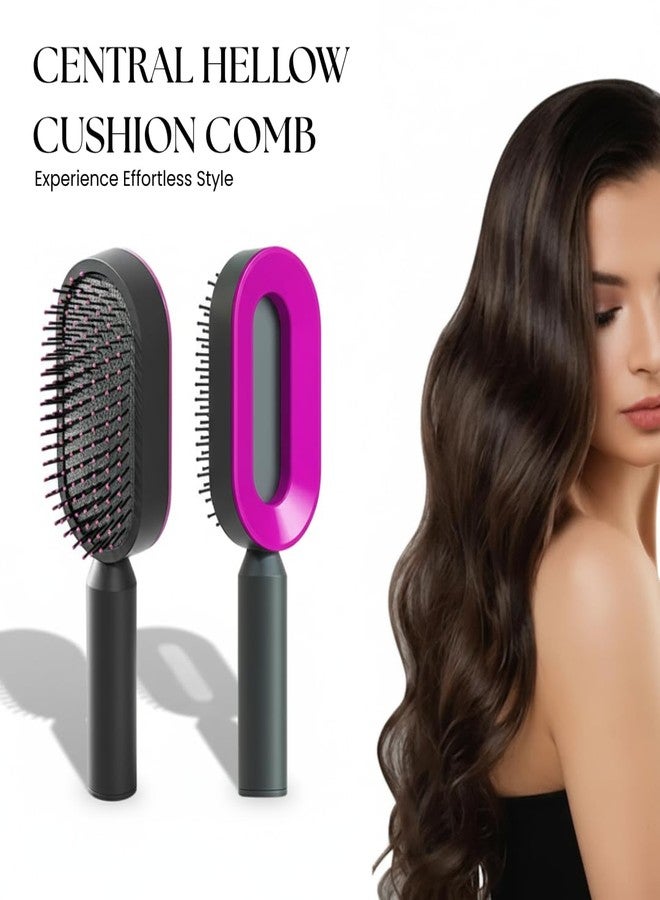LAZYwindow Air Cushion Hair Brush with Hollow Vent Design | Anti-Tangle Detangling Comb | Scalp Massage Brush for Curly, Straight & Thick Hair | Multicolour - Image 5