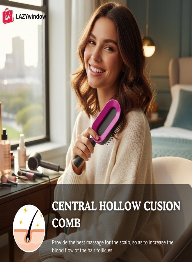 LAZYwindow Air Cushion Hair Brush with Hollow Vent Design | Anti-Tangle Detangling Comb | Scalp Massage Brush for Curly, Straight & Thick Hair | Multicolour - Image 4