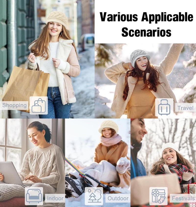 YSense 2 Pack Womens Winter Hats Warm Knit Hat Slouchy Beanie Cap with Brim Gifts - Image 5