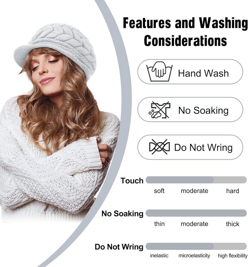 YSense 2 Pack Womens Winter Hats Warm Knit Hat Slouchy Beanie Cap with Brim Gifts - Image 4