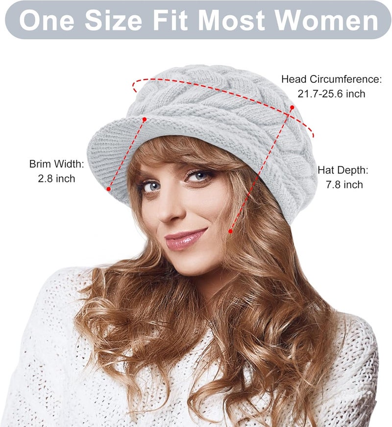 YSense 2 Pack Womens Winter Hats Warm Knit Hat Slouchy Beanie Cap with Brim Gifts - Image 2