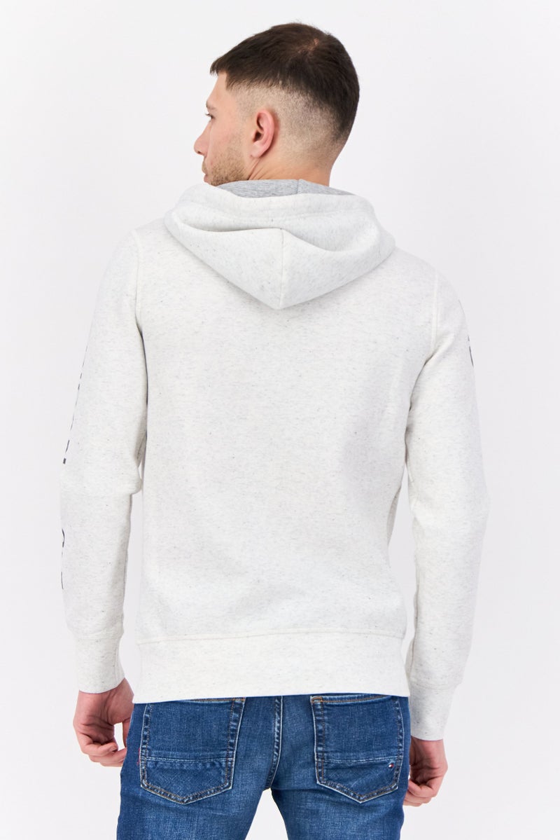 American Eagle Men Brand Logo Long Sleeve Hoodie, Grey - Image 3
