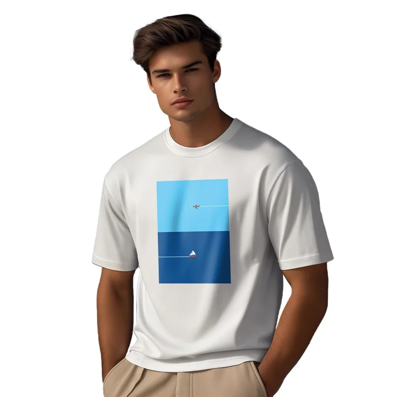 NOBERO Men's White Cotton Graphic Print T-Shirt