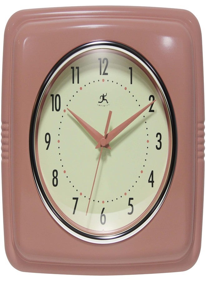 Infinity Instruments Square Retro Wall Clock, Terracotta, 9.25" - Image 1