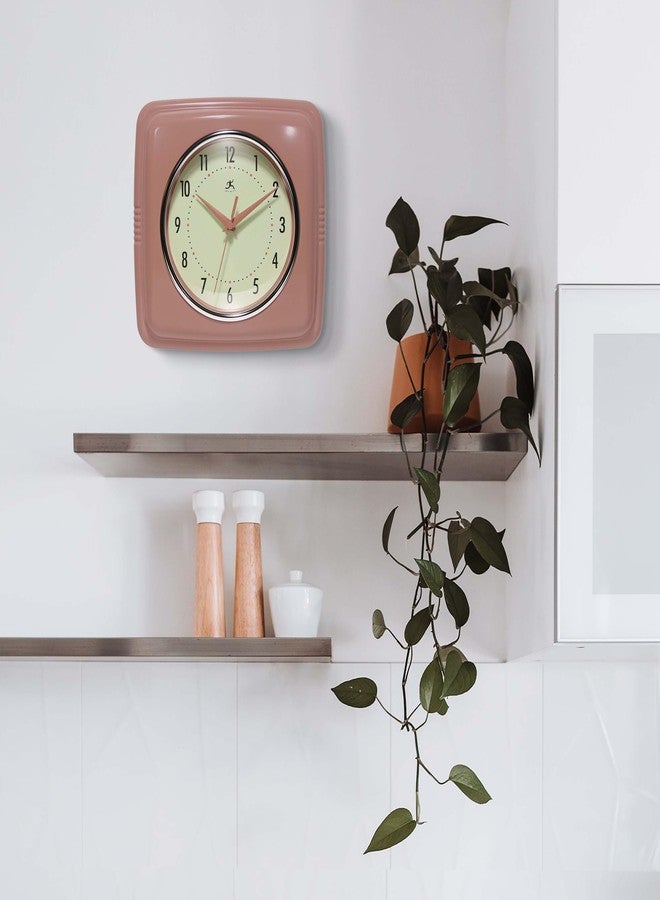 Infinity Instruments Square Retro Wall Clock, Terracotta, 9.25" - Image 4