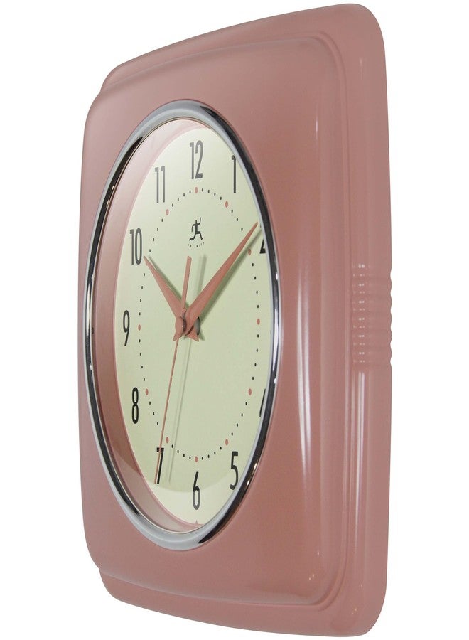 Infinity Instruments Square Retro Wall Clock, Terracotta, 9.25" - Image 3