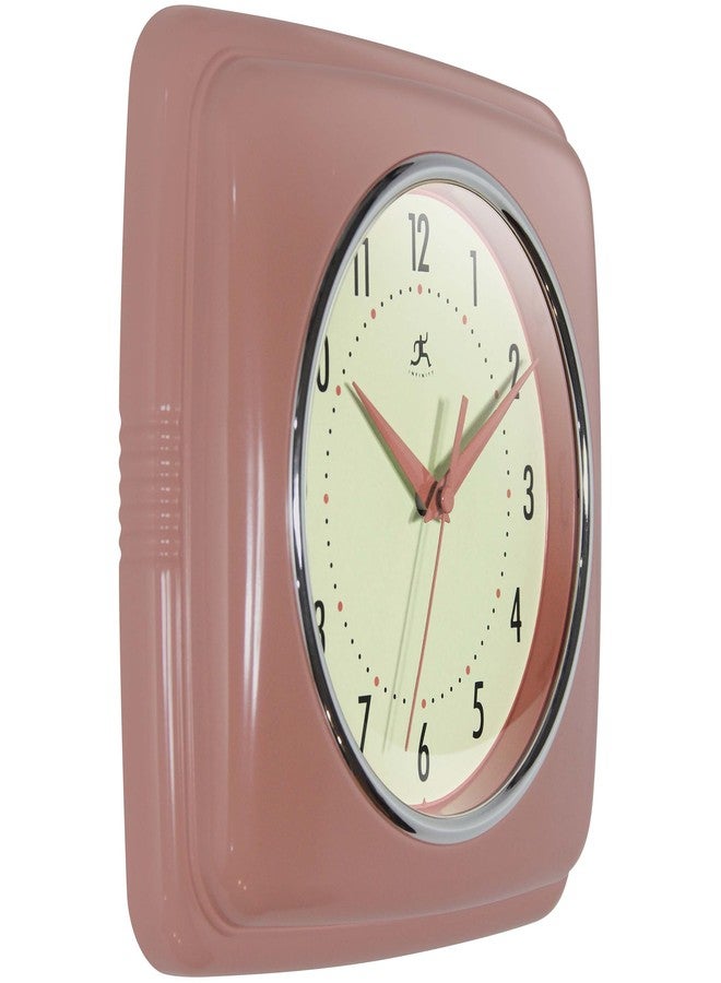 Infinity Instruments Square Retro Wall Clock, Terracotta, 9.25" - Image 2