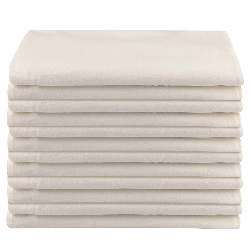 DG Collections 100% Cotton Flour Sack Towels â€“ 12 Pack, 27x27 Inches, Natural, Lint-Free, Pre-Washed, Hemmed Edges â€“ Reusable Kitchen Towels for Cleaning, Embroidery, Printing & Crafts - Natural - Image 2