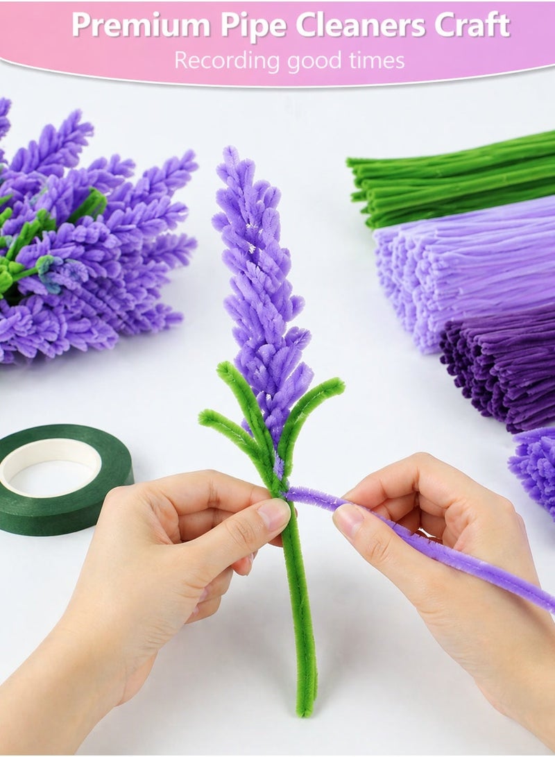 Sisily 300 Pcs Pipe Cleaners Chenille Stems Craft Sticks Lavender 30cm Flexible DIY Craft Supplies for Flowers Bouquets Decorations School Projects Handmade Art Fuzzy Sticks - Image 4