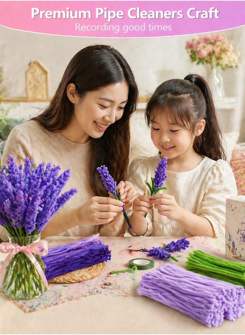 Sisily 300 Pcs Pipe Cleaners Chenille Stems Craft Sticks Lavender 30cm Flexible DIY Craft Supplies for Flowers Bouquets Decorations School Projects Handmade Art Fuzzy Sticks - Image 5