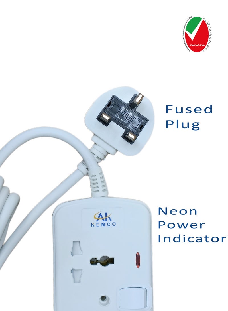 AK KEMCO Kemco 2 Way Extension Socket Power Cord Power Strip Extention Board Extension Lead With 3 Meter Cable AK 602B - Image 4
