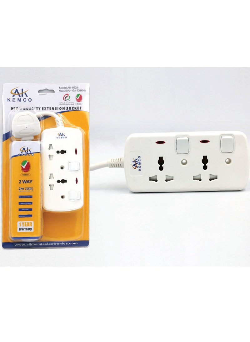 AK KEMCO Kemco 2 Way Extension Socket Power Cord Power Strip Extention Board Extension Lead With 3 Meter Cable AK 602B - Image 3