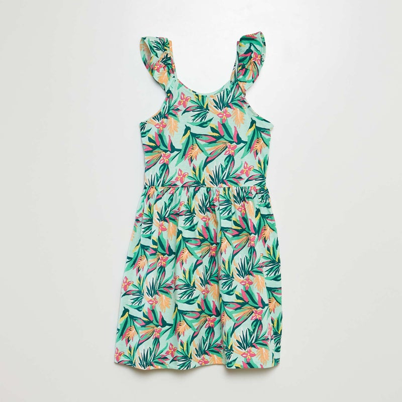 Kiabi Girls Patterned jersey dress with ruffled straps - Image 1