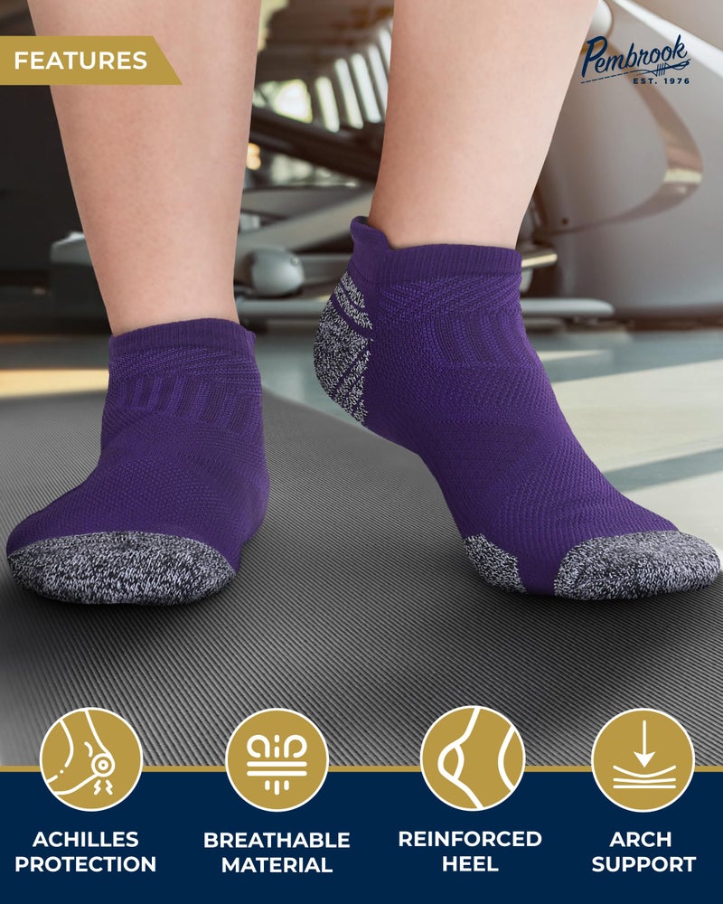 Pembrook Ankle Compression Socks for Women & Men - 4 Pairs | Low Cut Men's Sports Compression Socks for Support | Pink, Purple, Grey, Blue - Image 3
