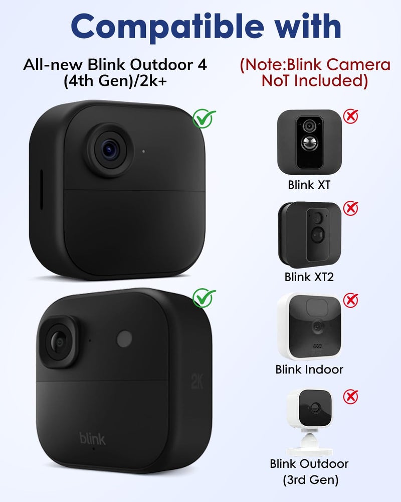 CXVKML Silicone Case Cover for Blink Outdoor 4/2K+, Weatherproof Silicone Cover Skin Provides Full Camera Protection, for All-New Blink Outdoor 4 Home Security Camera (Black) - Image 3